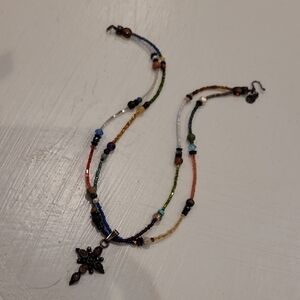 Handmade Sterling Beaded Necklace with Cross Charm